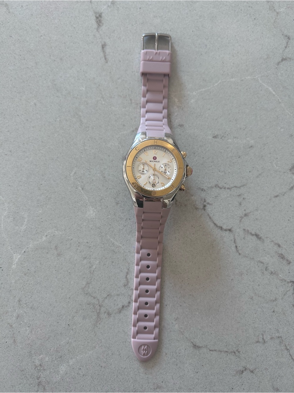 Michele Tahitian Pink and Gold Women's Chronograph Watch - Picture 8 of 8